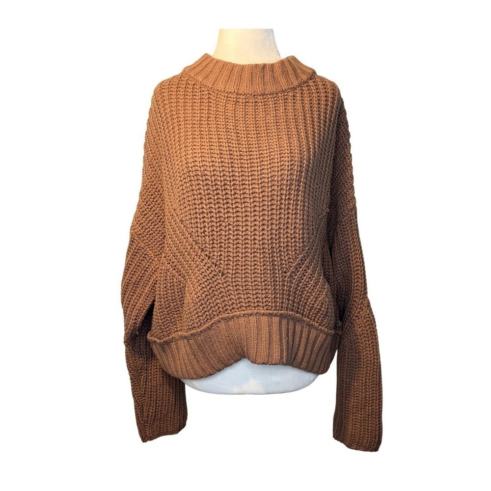 Moon & Madison Mock Neck Sweater Mauve Chunky Knit Cropped‎ M